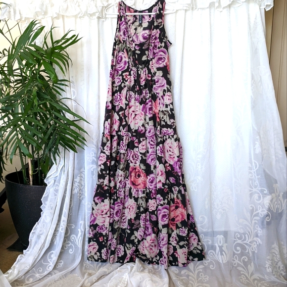 Jeanswest Dresses & Skirts - ✨HOST PICK✨ JEANSWEST black, purple & pink sheer Floral Maxi Dress